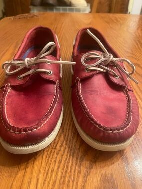Men’s Red Leather Boat Shoes
